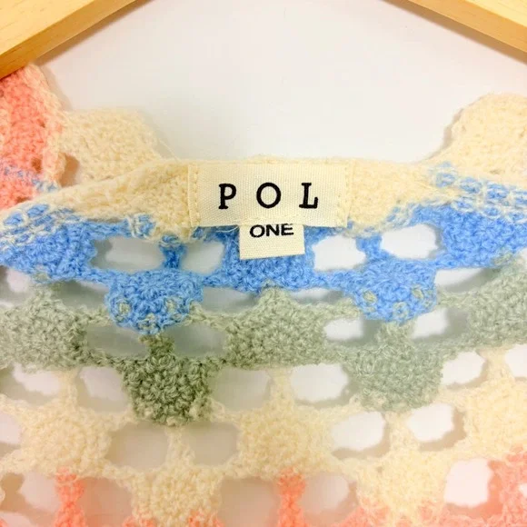 POL Dreamside Crochet Longline Open Front Cardigan Pastel Granny Square Boho OS - Picture 5 of 9